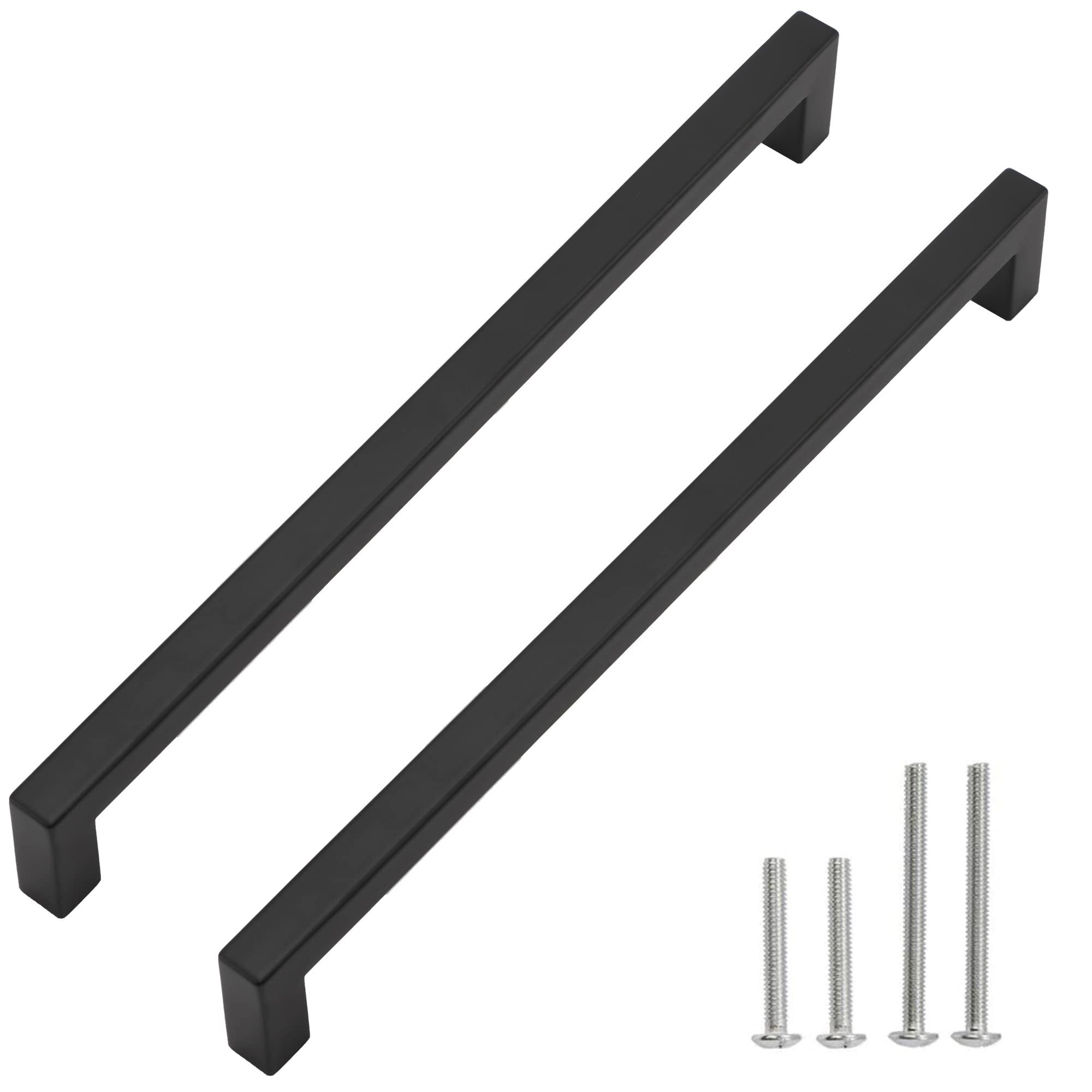 Photo 1 of ****It is used, it is not known if it is missing parts, therefore it is not known if it works 100%.***Redunest Cabinet Pulls Matte Black Cabinet Handles Square Drawer Pulls, 10 Pack 11-1/3 Inch Stainless Steel Kitchen Door Cupboard Cabinet Handles, Drawer