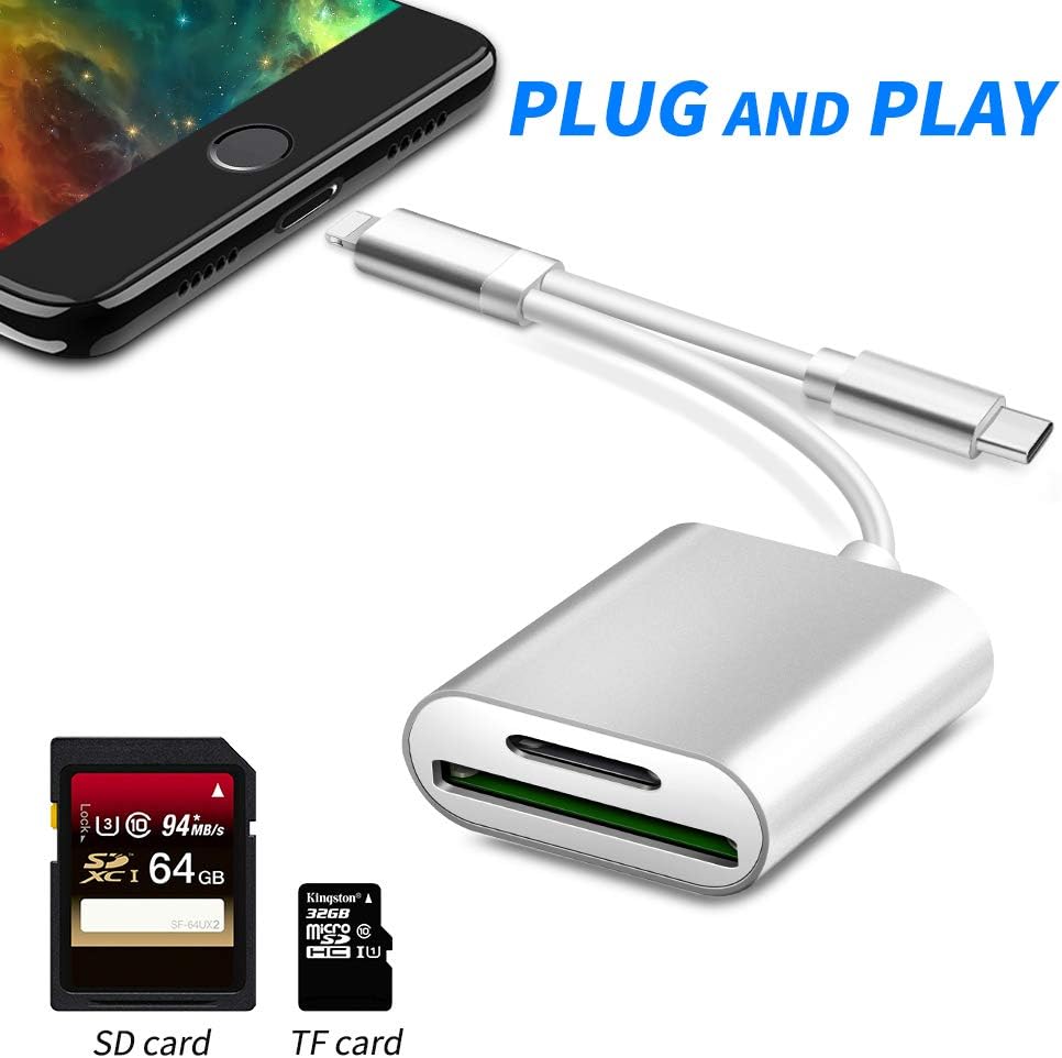 2 in 1 SD Card Camera Reader, Rocketek TF & SD Card Reader Adapter Dual