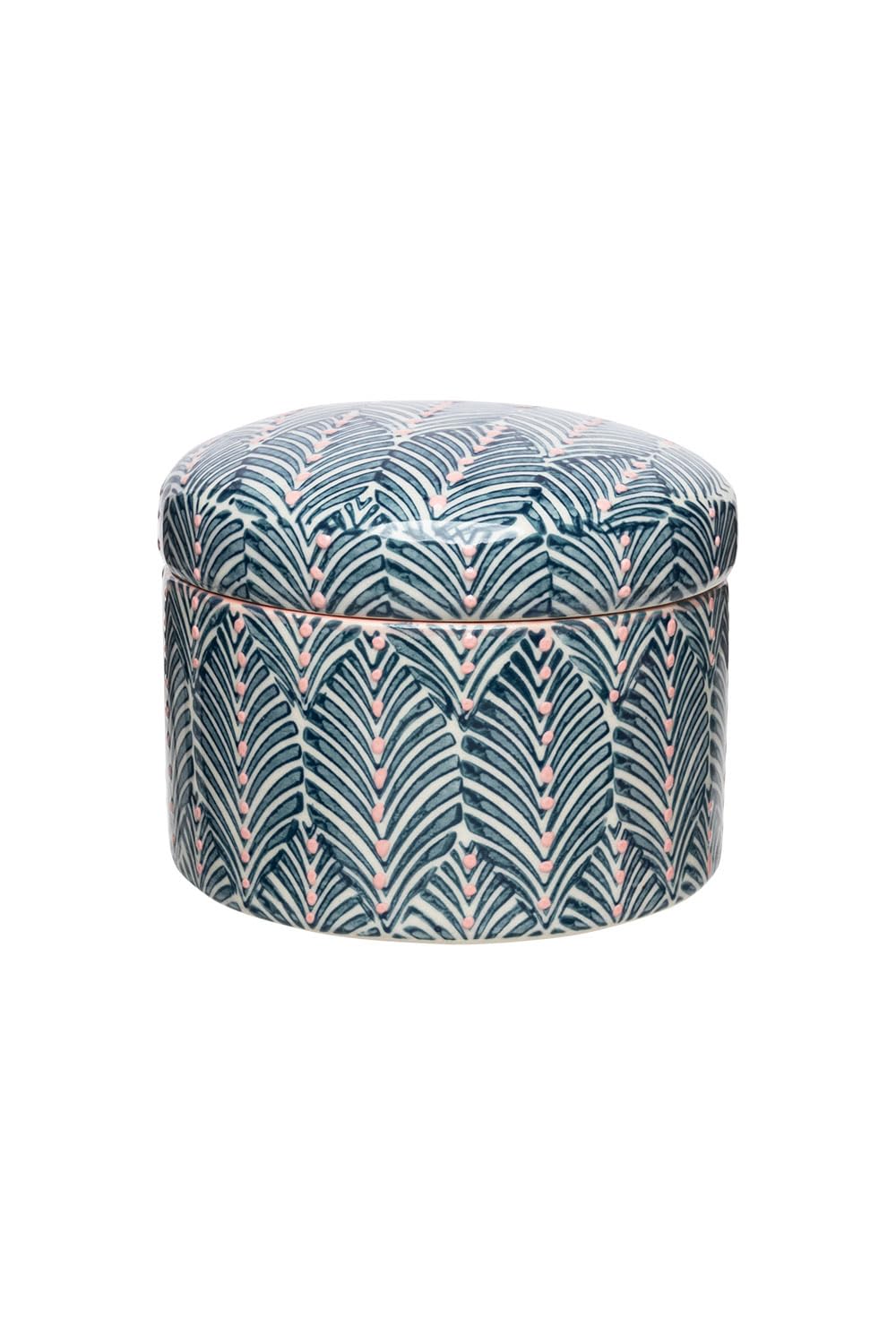 MIX'N'MATCH Storage Tin Made of Hand-Stamped Stoneware Biscuit Tin, Diameter 12 x 11.5 cm