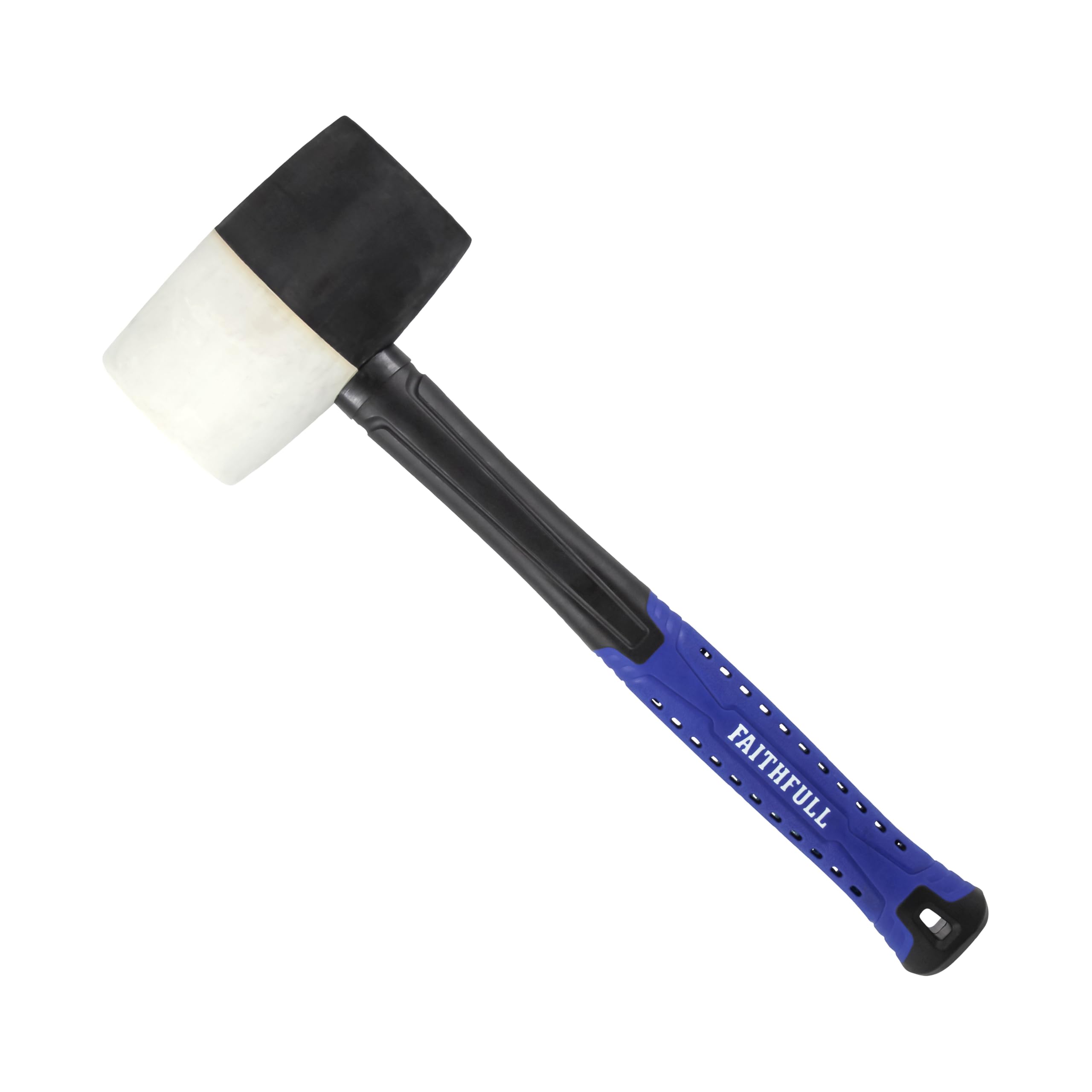 Faithfull Combination Rubber Mallet 907g (32oz) – Dual-Face Black & White Rubber Head with High-Strength Fibreglass Shaft & Ergonomic Non-Slip Grip for Assembly, Flooring & Non-Damaging Striking Tasks