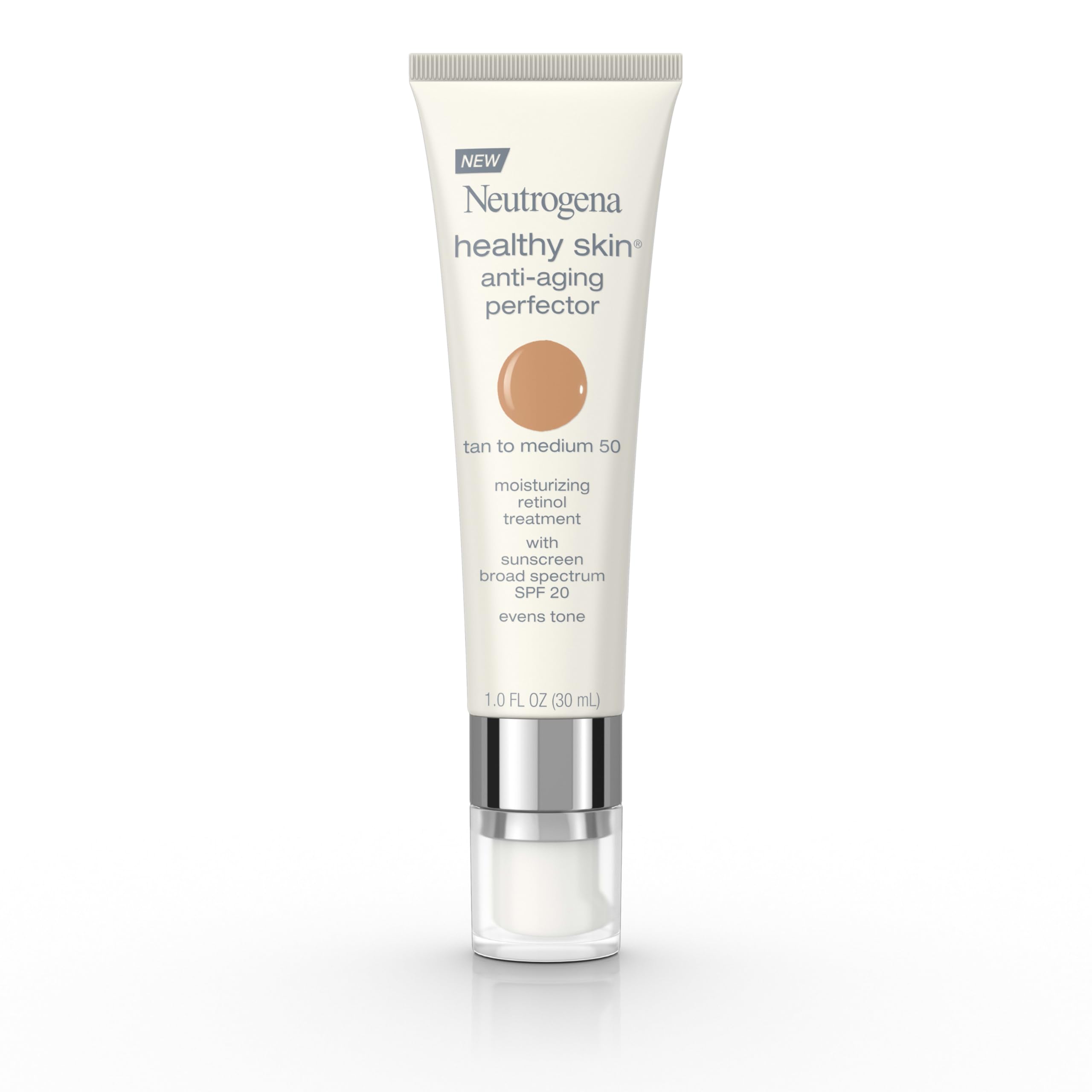 Photo 1 of Neutrogena Healthy Skin Anti-Aging Perfector Tinted Facial Moisturizer and Retinol Treatment with Broad Spectrum SPF 20 Sunscreen with Titanium Dioxide, 50 Tan to Medium, 1 fl. oz