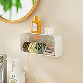 SUNFICON Wall Mounted Cotton Pads Holder Organizer Cotton Swab Balls Holder Q-tip Dispenser Qtip Storage Canister Cosmetic Pa