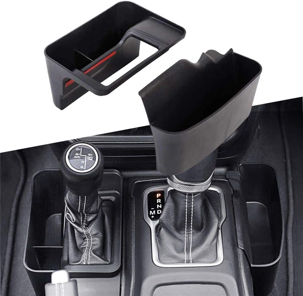 Gear Shift Console Side Storage Box Auto Transmission Side Organizer Tray GearTray Interior Accessories Black for 2018-2020 Jeep Wrangler JL JLU & 2020 Jeep Gladiator JT,