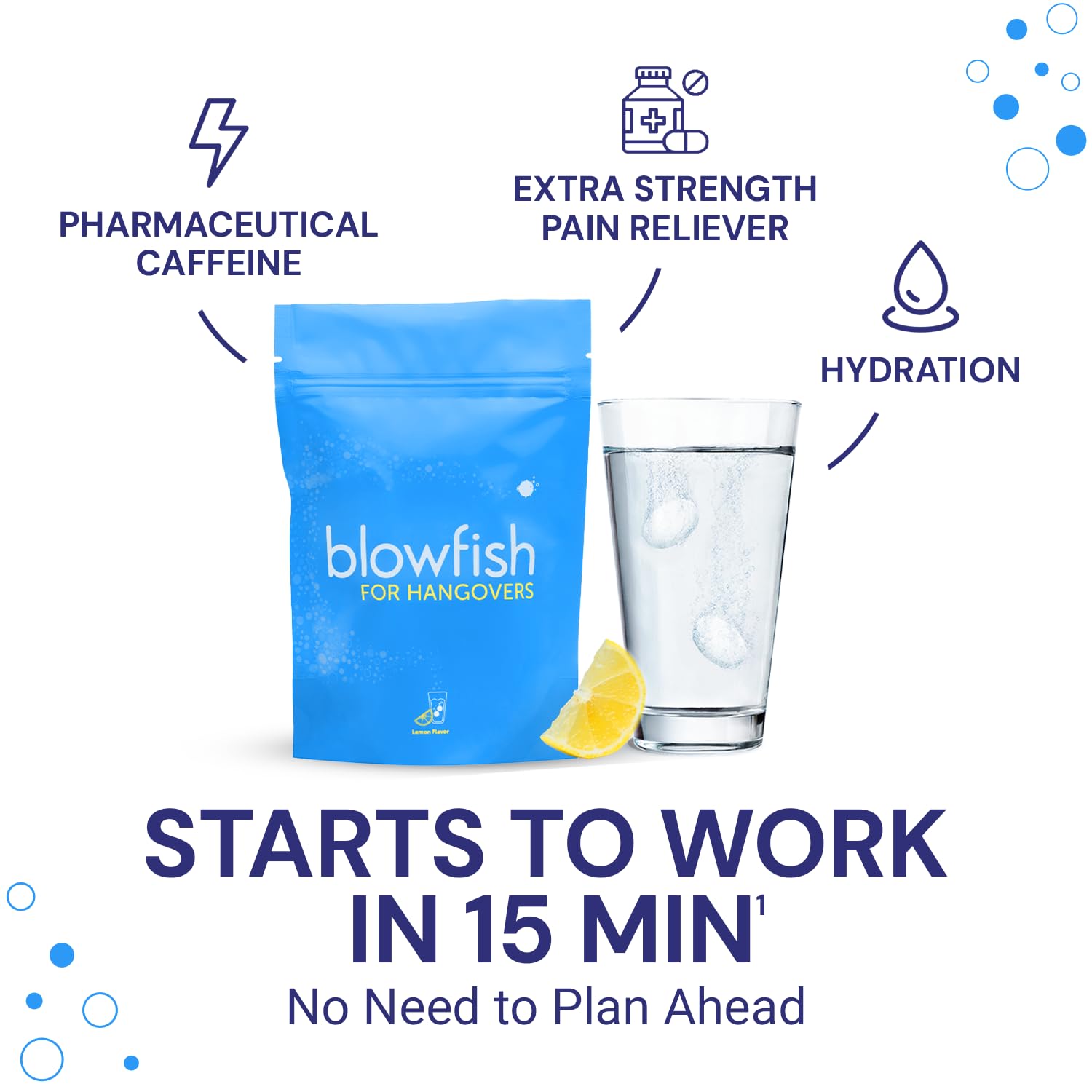 Blowfish for Hangovers - Fast Hangover Relief | FDA-Recognized Formulation - Guaranteed to Relieve Hangover Symptoms in 15 Minutes | Perfect for Weddings and Vacation Essentials | 20 Tablets