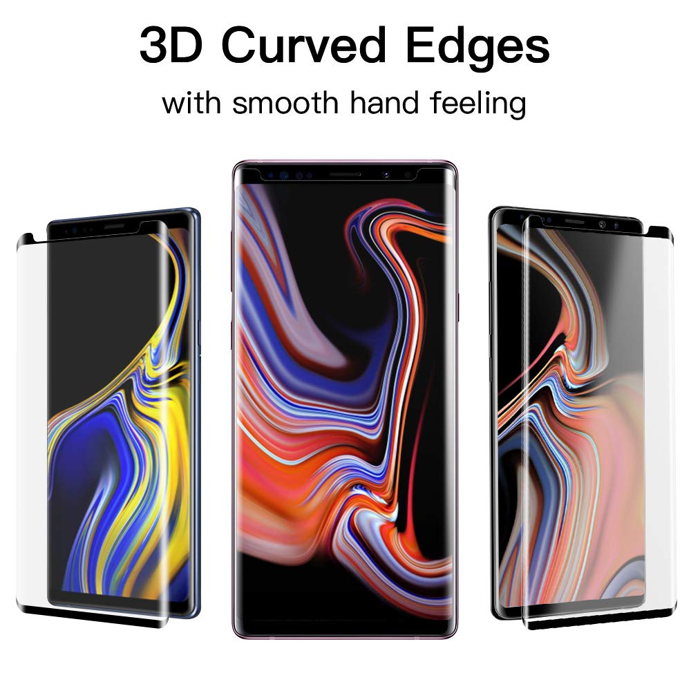EyeO2 for Samsung Galaxy Note 9 Screen Protector 3D Curved Tempered Glass Film Anti-Scratch Anti-Fingerprint Full Cover Clear Edge Screen Guard Case Friendly