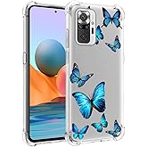Tothedu Phone Case for Redmi Note 10 Pro (4G)/Redmi Note 10 Pro Max Case for Girls, Clear Slim Shockproof Pattern Soft TPU Back Phone Protective Cover Cases for Xiaomi Redmi Note 10 Pro (Butterfly)
