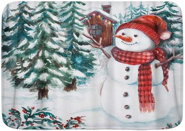 AoLismini Badematte Badezimmerteppiche, Schneemann Winter Xms Urlaub