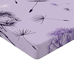 Ambesonne Dandelion Fitted Sheet, Purple Maroon