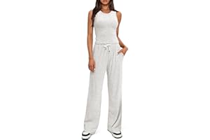 Darong Women's 2 Piece Outfits Lounge Sets Sleeveless Tank Tops and Wide Leg Pants Sets Tracksuits Match Sets