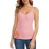 WOWENY Thermal Fleece Tank Top for Women Sleeveless Sweetheart Neck Winter Vest Underwear Tops Warm Cami Base Layer