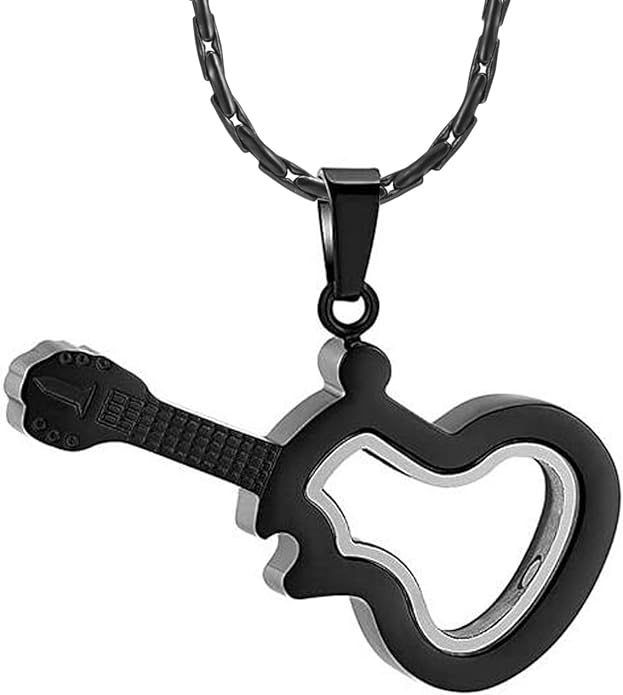 constantlife Cremation Jewelry Glass Guitar Urn Necklace for Ashes
