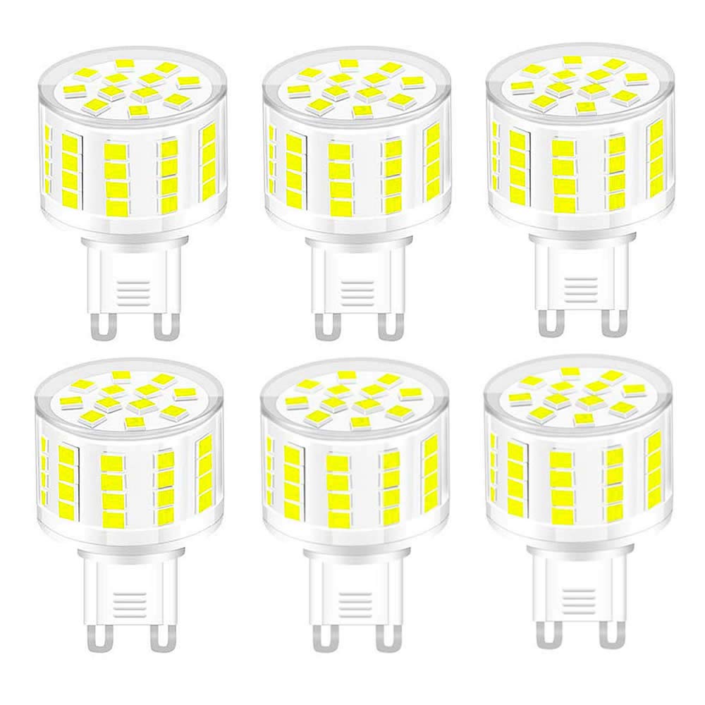 Jiotouhu G9 W LED Bulbs 800LM 52 X 2835 LED SMD Equivalent to 90W Halogen Bulbs Cold White 6000K G9 Bulbs Energy Saving Light Corn Bulbs 360° Beam Angle No Flicker Non Dimmable - 6 Pack