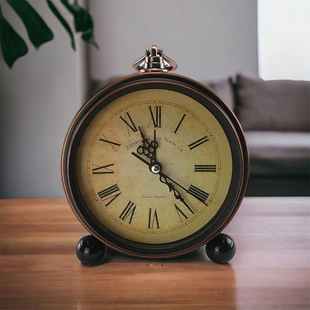 GMMH Desk Clock Nostalgic Antique Vintage Retro Metal Grandfather Clock Design