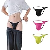 BY.ECG Men's G-String Sissy Thong Pouch Low Rise Panties 3 Pack