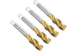 uxcell 4pcs Spiral Flute Thread Taps, 1/2-13 UNC H2 Screw Threading Tap, Titanium Coated 6542 High Speed Steel Machine Tappin