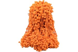ZHIHENG 20 Yards Pom Poms Fringe Ball Trim Sewing Ribbon Embroidered Lace Tassel Applique for Clothing Accessories Bedding Quilting Crafts Supplies (Orange)