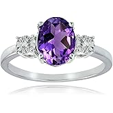 Ice Gems Sterling Silver African Amethyst and Oval Ring