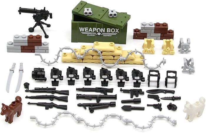 Amazon Feleph Militaryアクセサリーセットガン武器犬モダンswat Sandbag Body Armor Ww2レンガbuilding Blocksセットモデルおもちゃ互換for Majorブランド 赤ちゃん 幼児のおもちゃ おもちゃ