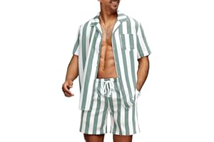 JMIERR Men Hawaiian Matching Set, Casual Summer Beach 2 Piece Outfits Button Down Short Sleeve Shirts and Shorts