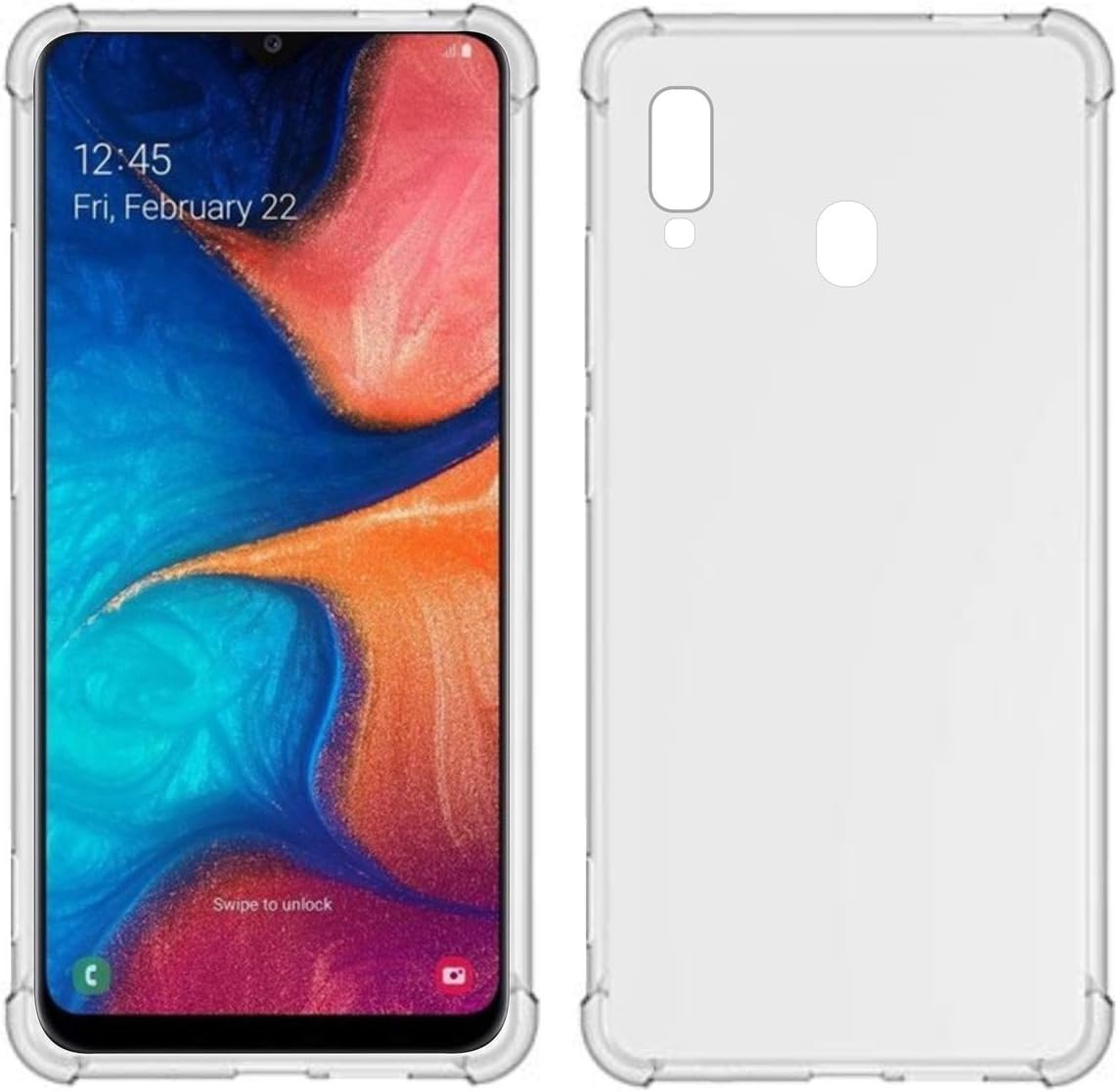 TIYA Case Clear for Samsung Galaxy A20E TPU Four Corners Cover Transparent Soft
