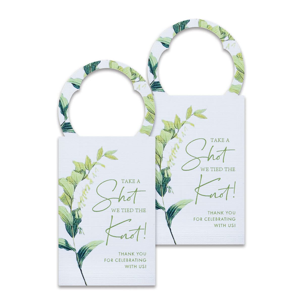 Summer-Ray 50pcs Take a Shot We Tied the Knot Mini Champagne Wedding Tags Wine Bottle Tags (White)
