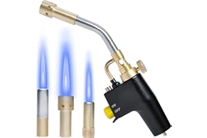High Intensity Propane Torch Head TS8000 with 3 Nozzles Compatible with Bernzomatic Propane/MAP-Pro Gas Fuel Cylinders, Adjus