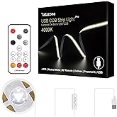 Tatazone 4.92ft 6500K 5V USB COB Led Strip Light with RF Remote | CRI93+, Long Cable, Dimmable for Cabinet, TV, Shelf, Monitor, Showcase, Motorhome