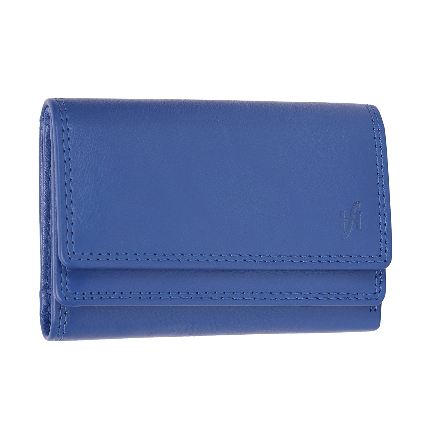STARHIDE Women's RFID Small Leather Purse, Genuine Soft Leather Wallet with Coin & Key Pocket for Ladies, Credit Card Holder, ID Pocket Wallet #5545 (Blue)