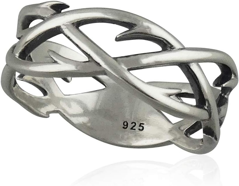 FashionJunkie4LifeSterling Silver Crown of Thorns Ring Band, Sizes 6-13 Unisex