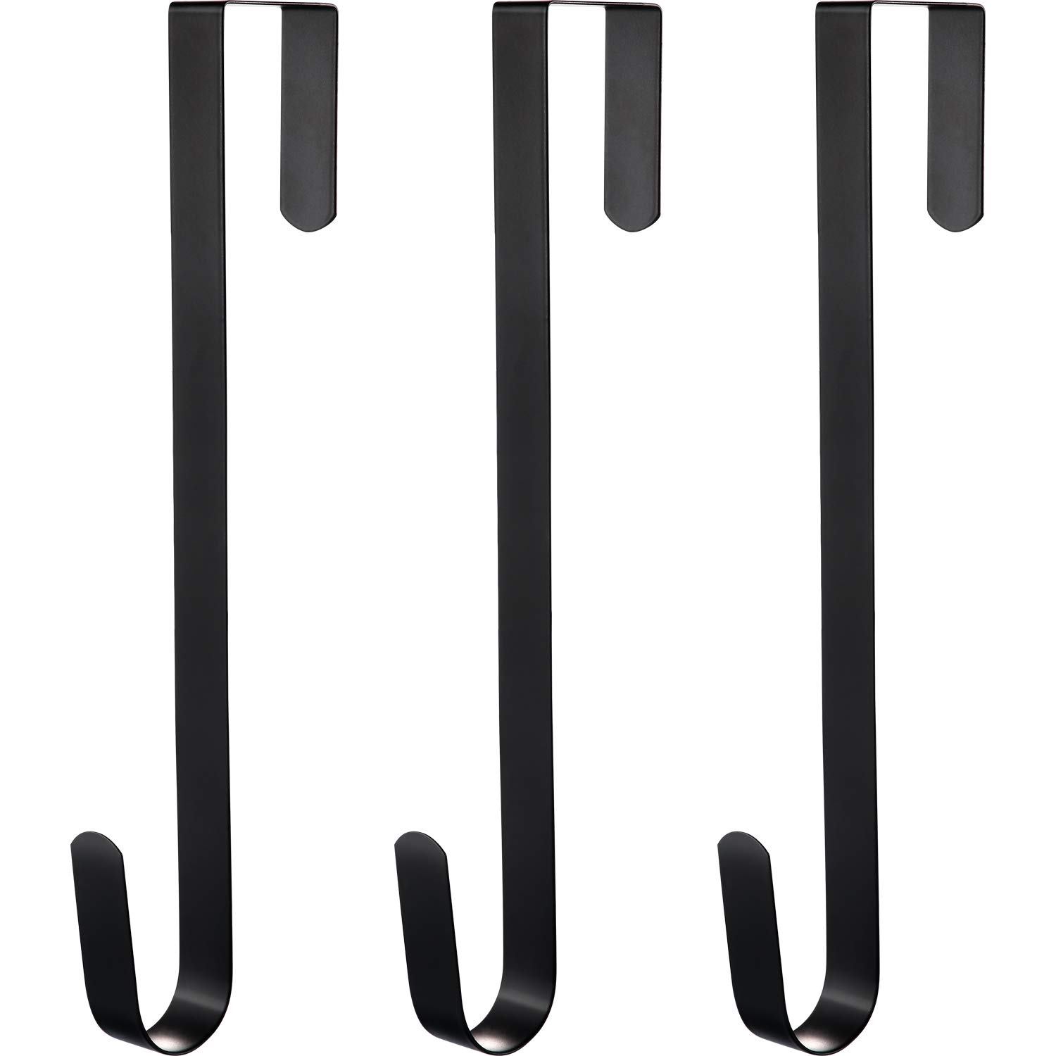 ZHEHAO 3 Pieces Christmas Decor Metal Wreath Hangers Over The Door Light Handy Wreath Hanger Hanging Hook (15 Inch, Black)
