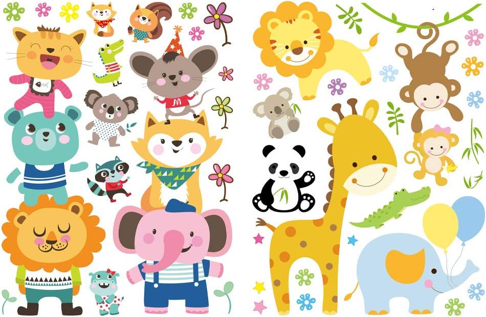 Cuddly Animals Window Decals for Kids, DoubleSided