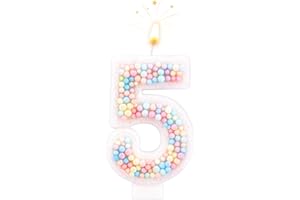 Birthday Candles, 0-9 Number Macaron Cake Candles Glitter Cake Topper Decorations for Wedding Anniversary Birthday Party (5)