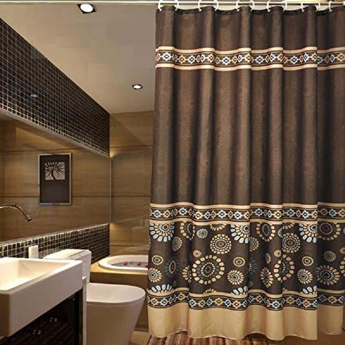 Ufaitheart 36" x 72" Small Size Shower Curtain Waterproof and Mildew Resistant Fabric Shower Curtains Heavy-duty, Coffee/Chocolate Brown, Deep Gold, Blue