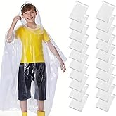 Cididu 20 Pack Disposable Rain Ponchos for Kids, Clear Plastic Ponchos with Hood, One Size, Waterproof Raincoat for Boys Girls, Emergency Rain Poncho Lightweight for Outdoor Events, Travel, Camping