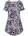 Bebonnie Women Tops and Blouse, Womens Henley V Neck Short Sleeve Tie Dye Printed Contrast Tee Shirts Violet L
