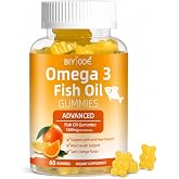 Omega 3 Fish Oil Supplements: Pure 1000mg Omega-3 Gummies Support Heart Joint Eye Brain Immune Health 60 Gummies 30 Day Suppl