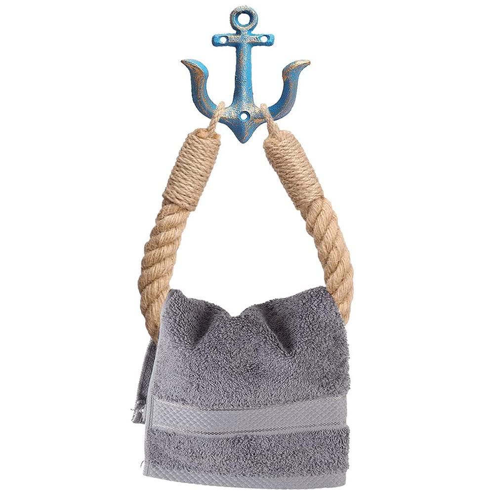 Niciksty Nautical Rope Toilet Paper Holder, Toilet Roll Holder Industrial Rope with Metal Hook, Retro Toilet Paper Holder, Toilet Roll Holder Wall Mounted for Bathroom