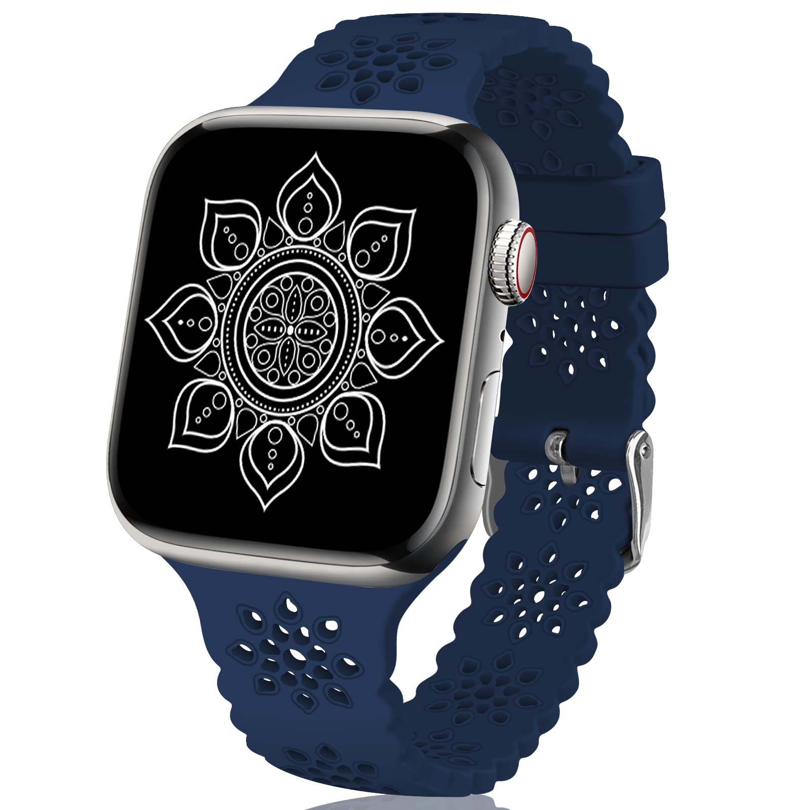 TopPerfekt Lace Strap Compatible with Apple Watch 38mm 40mm 41mm Ladies Soft Slim Hollow Breathable Sport Band with Classic Buckle for iWatch Series SE 8 7 6 5 4 3 2 1 Ultra
