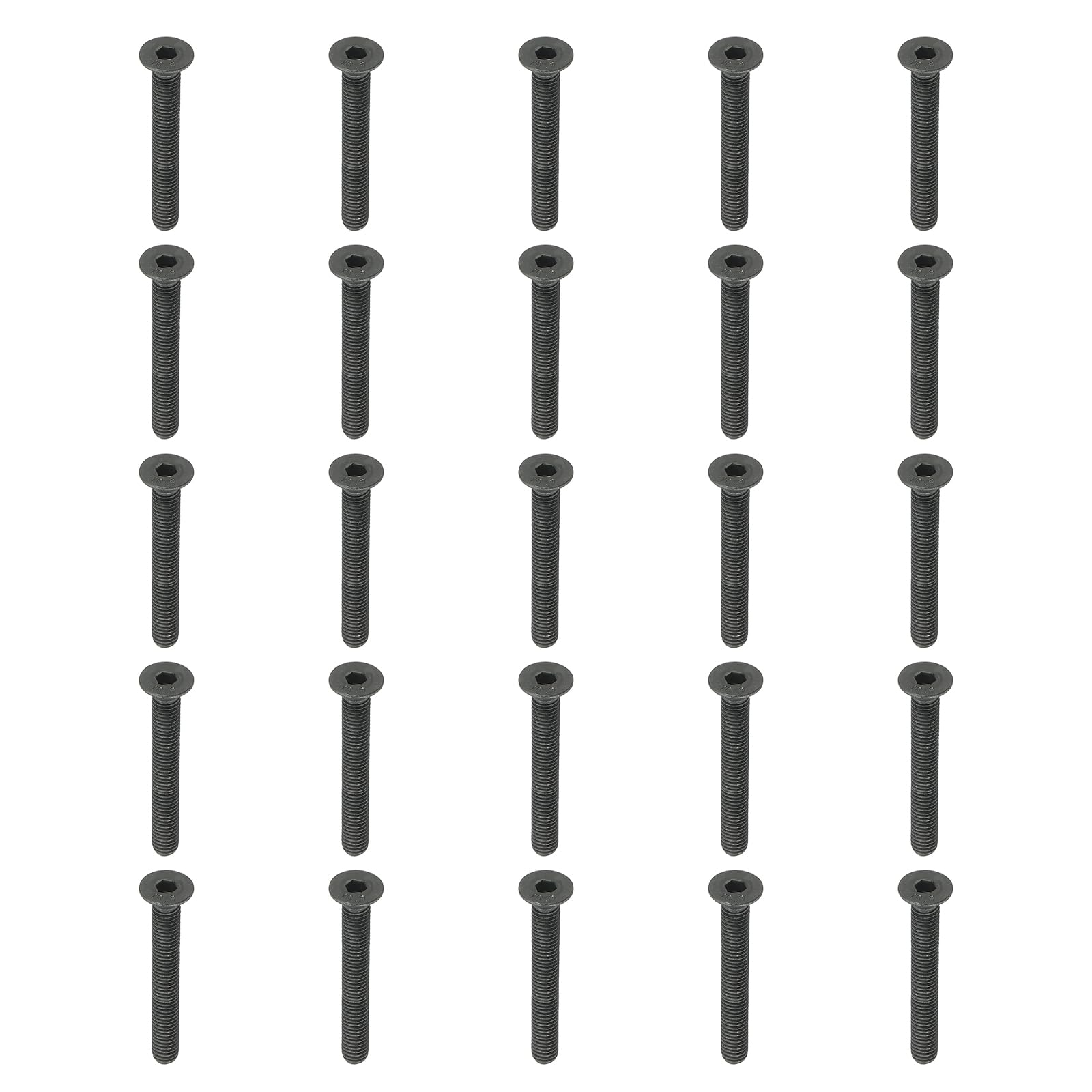 PATIKIL M5 x 40 mm Flat Head Socket Cap Screws, 20 Pack Flat Countersunk Bolts Medium Carbon Steel Hex Socket Drive Machine Screws Full Thread Black Oxide Grade 10.9 — image 1