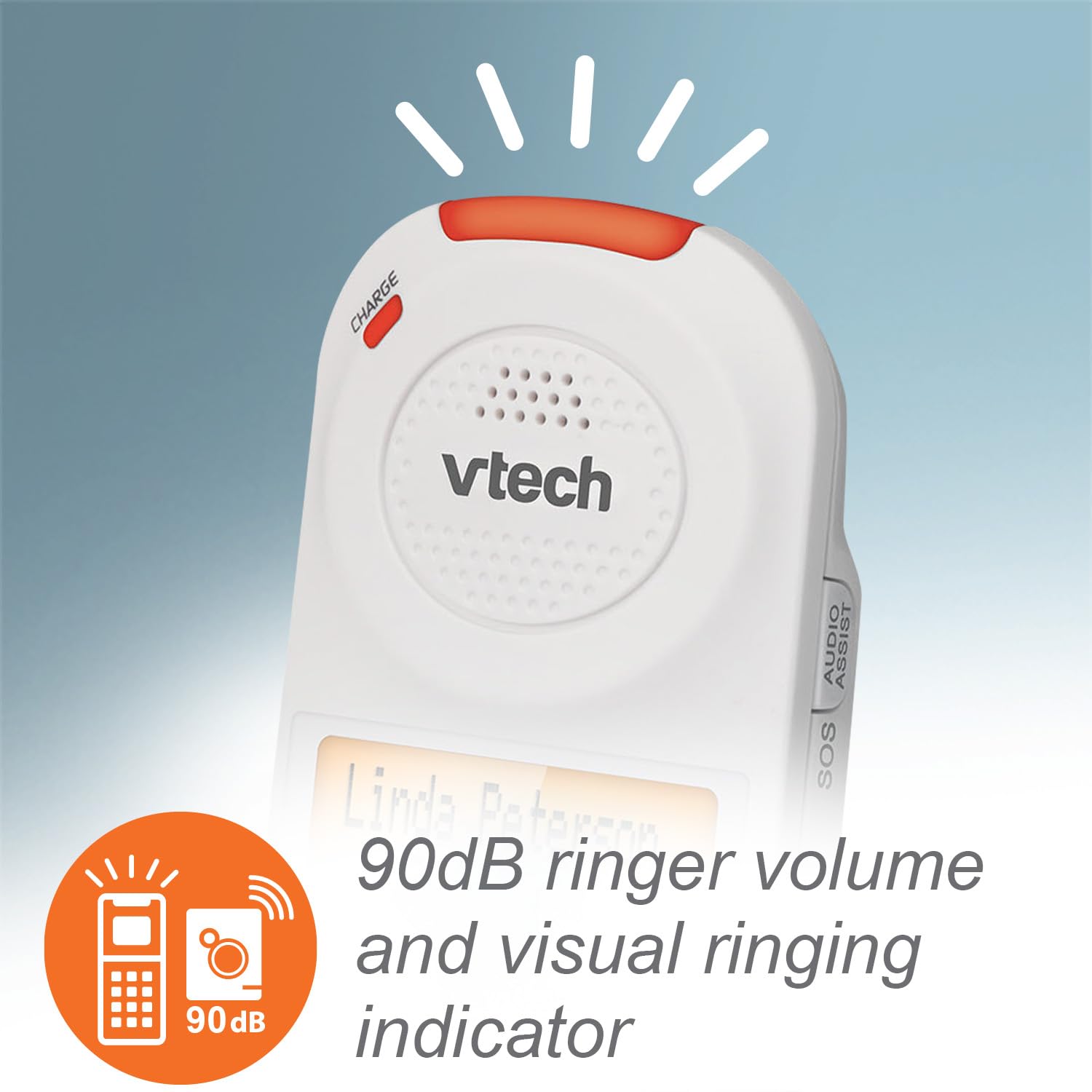 VTech Amplified Cordless Senior Phone with Answering Machine, Call Blocking, 90dB Ringer, Audio Assist, Big Buttons