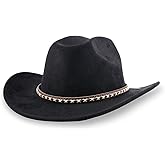 Western Cowboy Hat for Men Women,Classic Suede Hat,Wide Brim Black Cowboy Hat Country Cowboy Hats