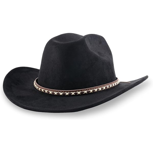 Amazon.com: Classic Western Cowboy Hat, Black Felt, Braided  display picture 3