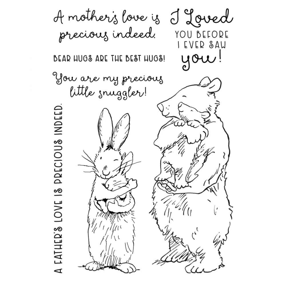 Bunny Rabbits Pigs Dies and Stamp Sets for Card Making DIY Scrapbooking I Loved You Before I Ever Saw You Alphabet Words Metal Cutting Dies and Clear Rubber Stamp for Paper Crafting Stencil Die Cut