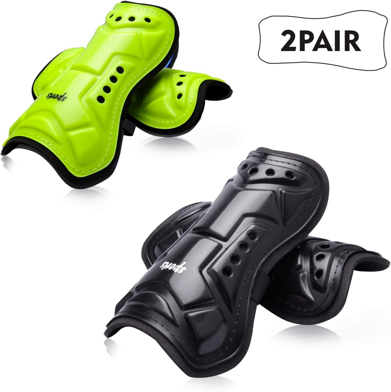 Youth Soccer Shin Guards, 2 Pair Lightweight and Breathable Child Calf Protective Gear Soccer Equipment for 3-10 Years Old Boys Girls Children Teenagers (Yellow) : Sports & Outdoors