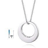 Jinlou Circle of Life Urn Necklace for Ashes - 925 Sterling Silver Always in My Heart Sterling Silver Cremation Urns Pendant Eternity Memorial Necklaces for Women