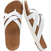 KuaiLu Womens Dressy Orthotic Flip Flops Trendy Comfortable Cushion Recovery Walking Criss Cross Thong Sandals Lightweight Yoga Foam Summer Slides with Plantar Fasciitis Arch Support