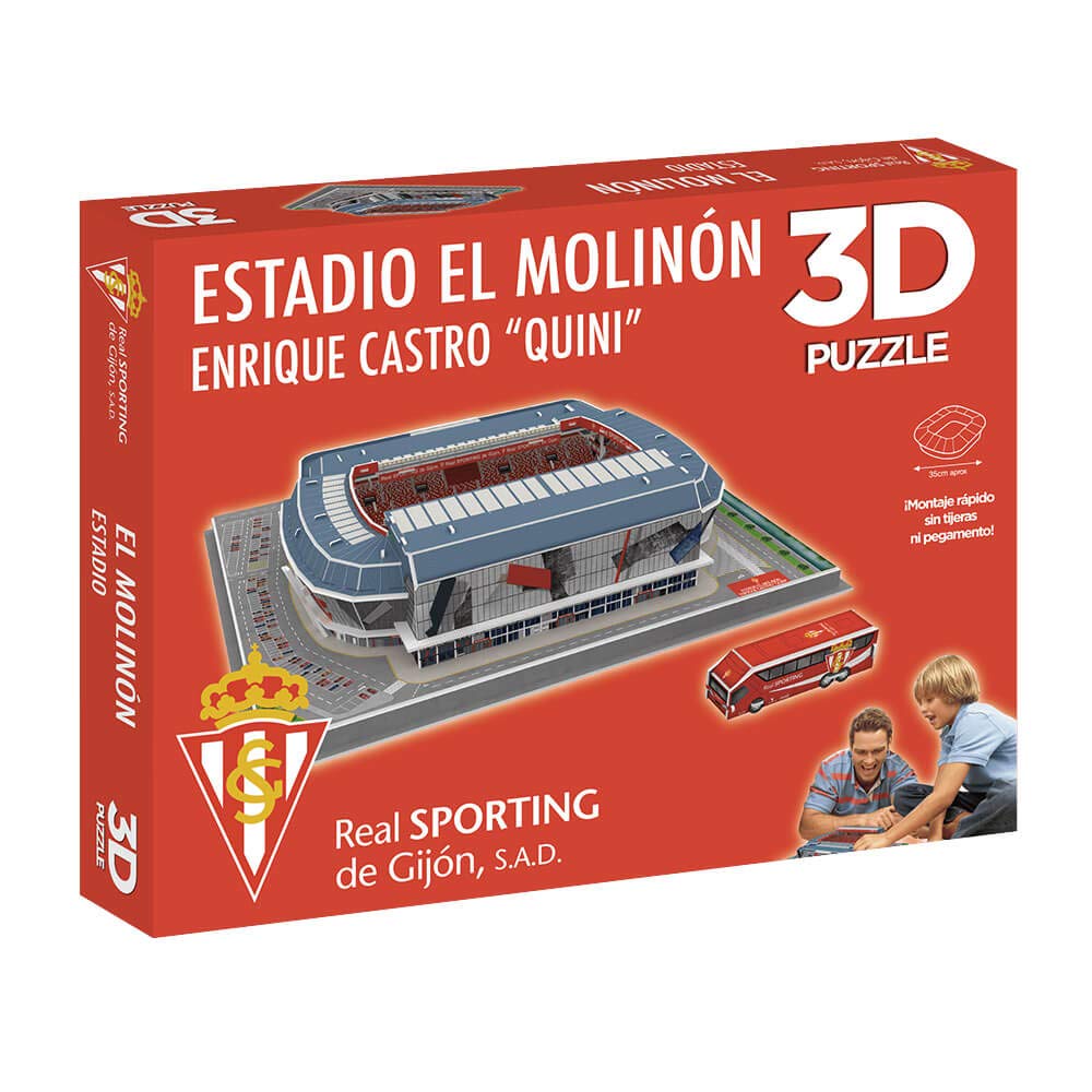BANDAI - Puzzle Stadium 3D El Molinón (Sporting Gijón) National Soccer Club Stadion Collectible Figure, Multicolor (Eleven Force EF10803)