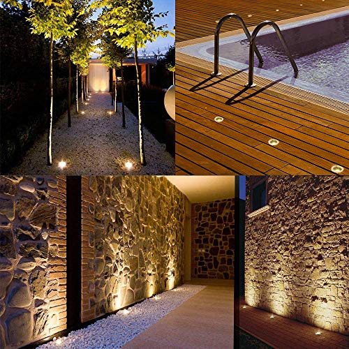 Low Voltage Landscape Lights, ALOVECO 12V-24V in Ground Well Lights 3W COB IP67 Waterproof LED Landscape Lighting for Indoor Outdoor Step Deck Yard Garden Patio, Warm White (4 Pack)