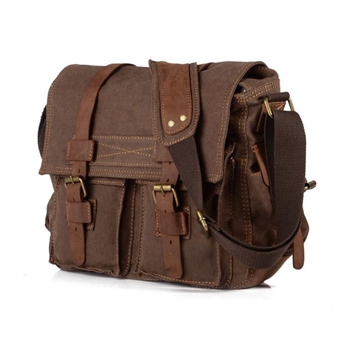 BW Vintage Military Men Canvas Messenger Bag (Brown) Amazon.co.uk Luggage