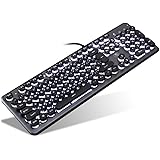 Mechanical Feel Typewriter Keyboard Retro Steampunk Keyboard 104 Keys Anti Ghosting Backlit Keyboard Typewriter Retro Style and Round Keycaps for PC and Mac